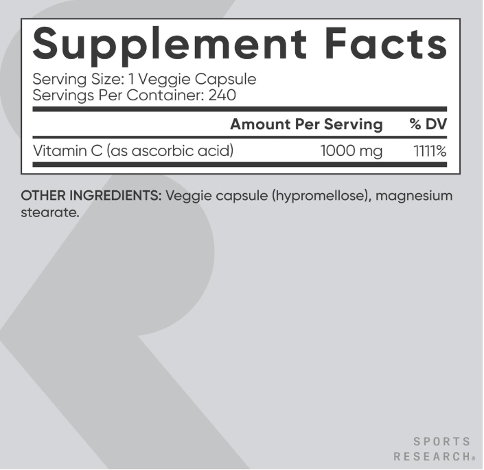 Sports Research Suplemento de vitamina C de alta potencia - Image 5